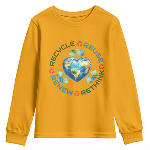 Recycle Reuse Renew Rethink Youth Sweatshirt Zero Waste Life TS12 Gold Print Your Wear