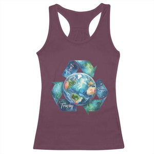 Earth Day Dont Be Trashy Racerback Tank Top Environmental Awareness Gift TS12 Maroon Print Your Wear