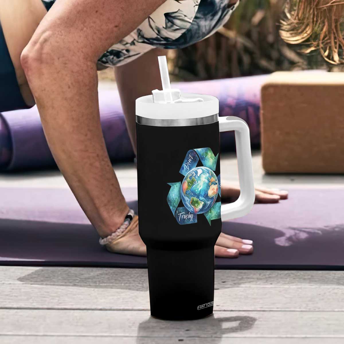Earth Day Dont Be Trashy Tumbler With Handle Environmental Awareness Gift TS12 Print Your Wear