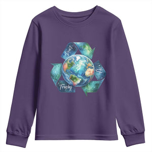 Earth Day Dont Be Trashy Youth Sweatshirt Environmental Awareness Gift TS12 Purple Print Your Wear