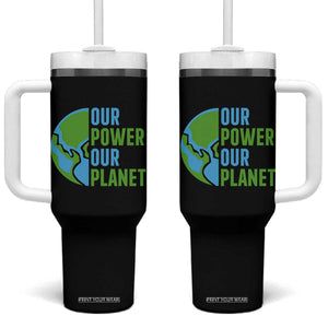 Our Power Our Planet Tumbler With Handle Earth Day Words Environmentalist Gift TS12 One Size: 40 oz Black Print Your Wear