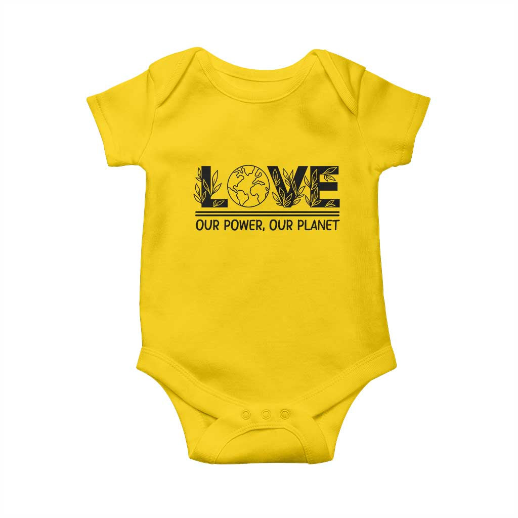 Earth Day 2026 Baby Onesie Our Power Our Planet TS12 Daisy Print Your Wear
