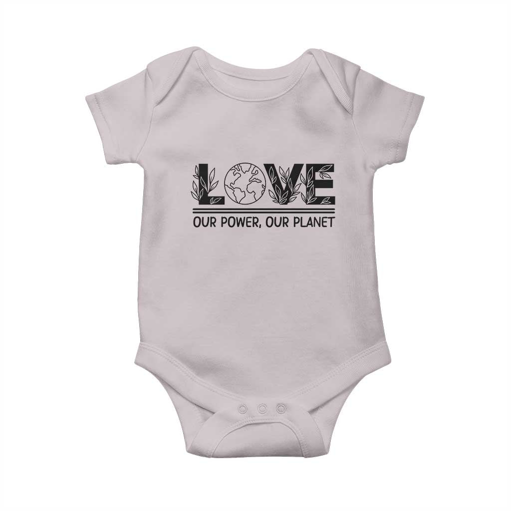 Earth Day 2026 Baby Onesie Our Power Our Planet TS12 Ice Gray Print Your Wear