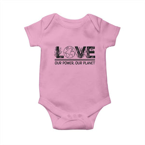 Earth Day 2026 Baby Onesie Our Power Our Planet TS12 Light Pink Print Your Wear