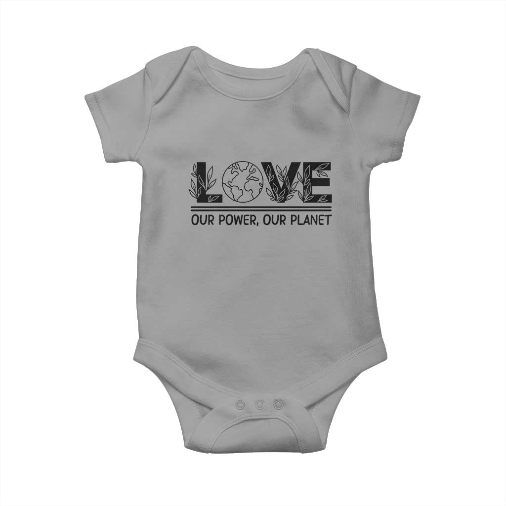Earth Day 2026 Baby Onesie Our Power Our Planet TS12 Sport Gray Print Your Wear