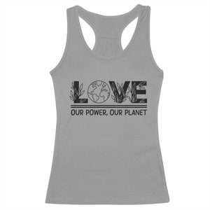 Earth Day 2026 Racerback Tank Top Our Power Our Planet TS12 Sport Gray Print Your Wear