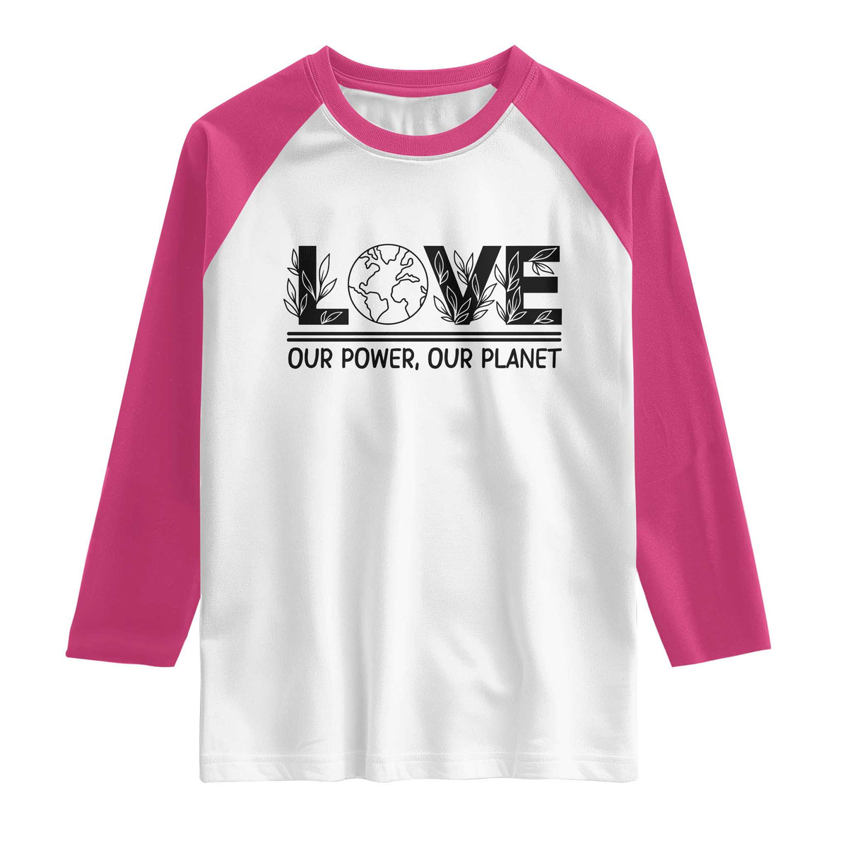 Earth Day 2026 Raglan Shirt Our Power Our Planet TS12 White Heliconia Print Your Wear