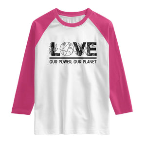 Earth Day 2026 Raglan Shirt Our Power Our Planet TS12 White Heliconia Print Your Wear