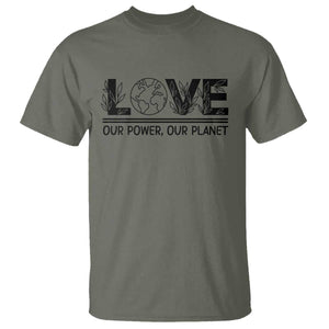 Earth Day 2026 T Shirt Our Power Our Planet TS12 Military Green Print Your Wear