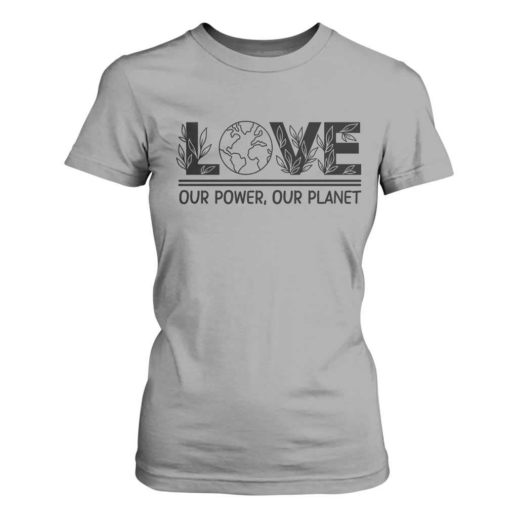 Earth Day 2026 T Shirt For Women Our Power Our Planet TS12 Sport Gray Print Your Wear