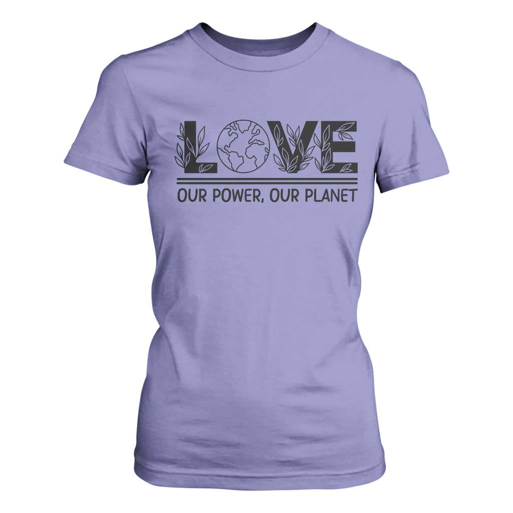 Earth Day 2026 T Shirt For Women Our Power Our Planet TS12 Violet Print Your Wear