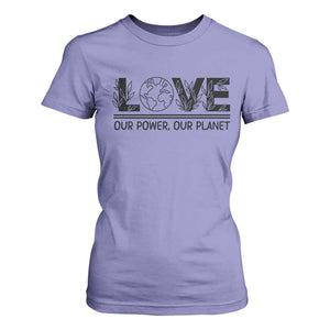 Earth Day 2026 T Shirt For Women Our Power Our Planet TS12 Violet Print Your Wear