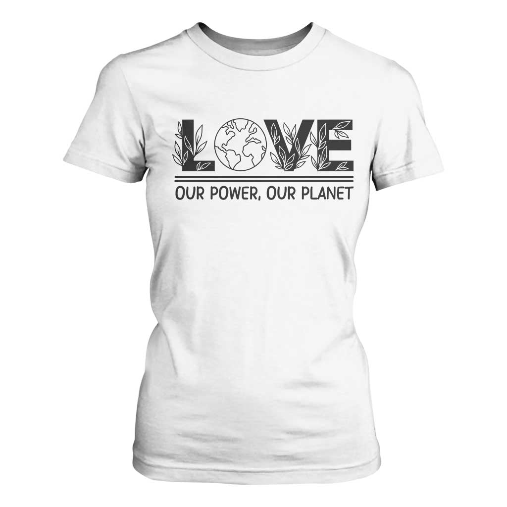 Earth Day 2026 T Shirt For Women Our Power Our Planet TS12 White Print Your Wear