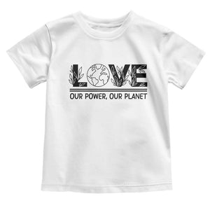 Earth Day 2026 Toddler T Shirt Our Power Our Planet TS12 White Print Your Wear