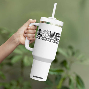 Earth Day 2026 Tumbler With Handle Our Power Our Planet TS12 Print Your Wear