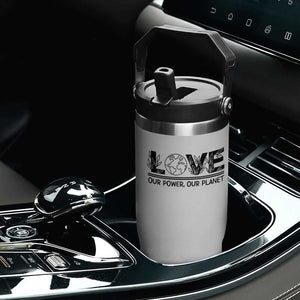 Earth Day 2026 Flip Straw Tumbler Our Power Our Planet TS12 Print Your Wear