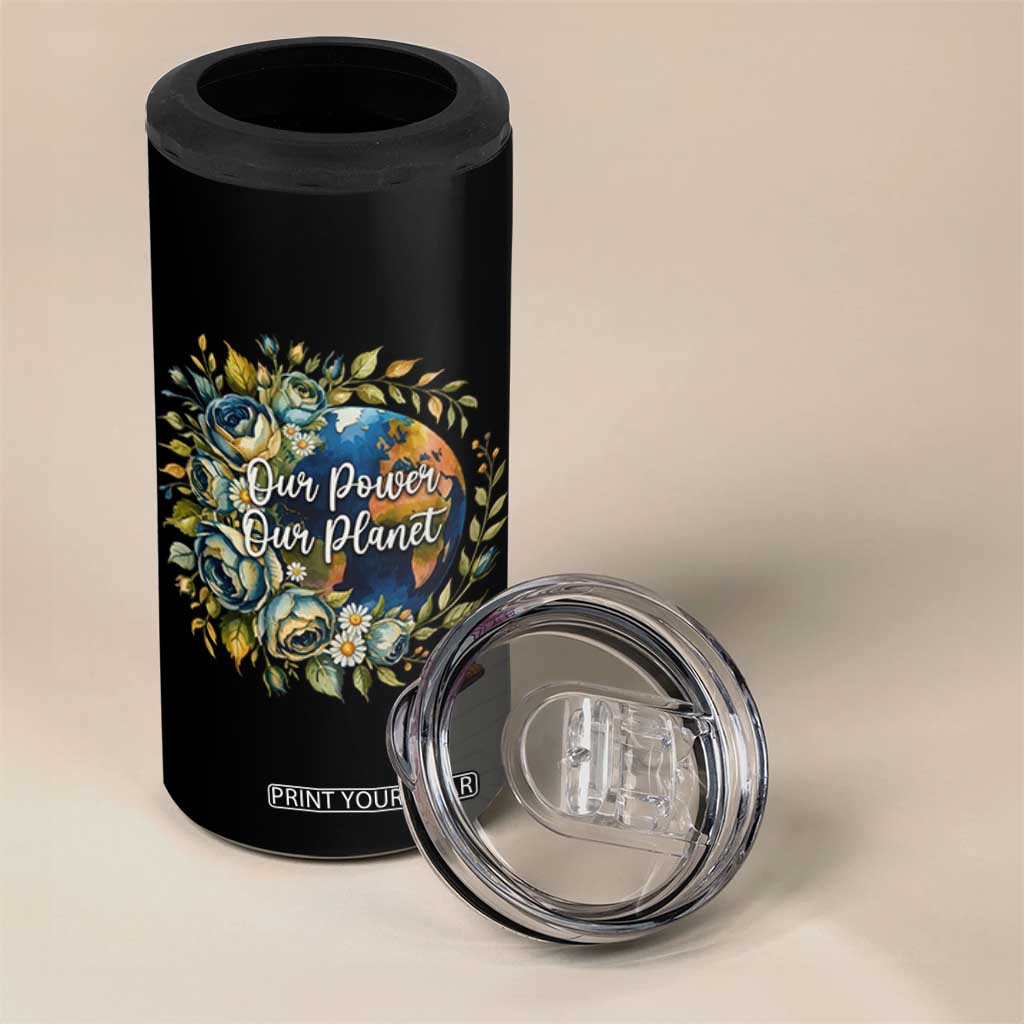 Save The Planet Earth Day 4 in 1 Can Cooler Tumbler Our Power Our Planet TS12 Print Your Wear
