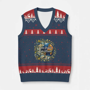 Save The Planet Earth Day V-Neck Knit Sweater Vest Our Power Our Planet TS12 Navy Red Print Your Wear