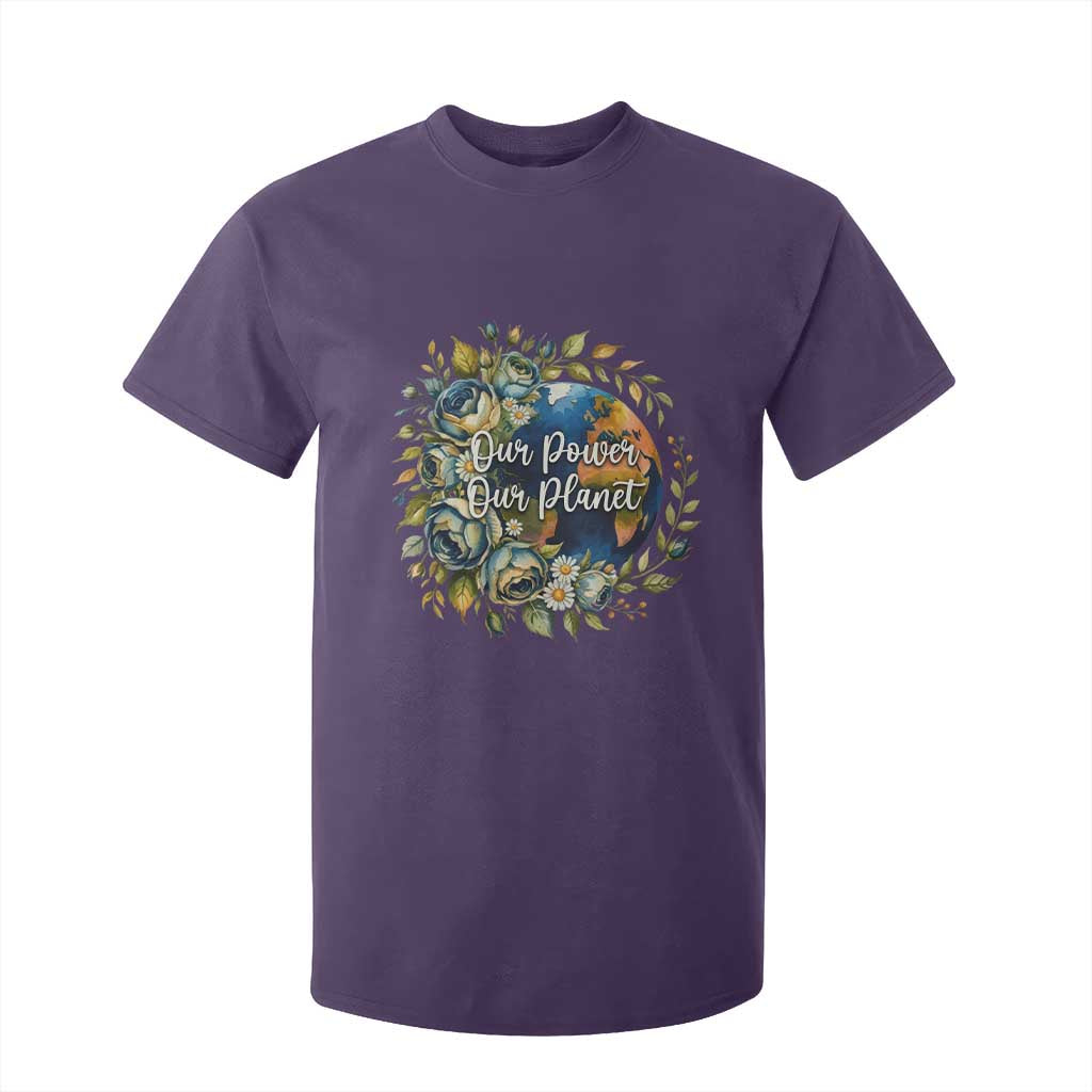 Save The Planet Earth Day T Shirt For Kid Our Power Our Planet TS12 Purple Print Your Wear