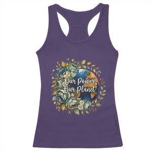 Save The Planet Earth Day Racerback Tank Top Our Power Our Planet TS12 Purple Print Your Wear