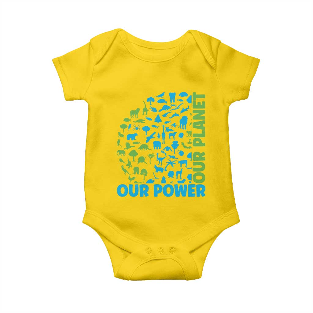 Earth Day Environmental Activism Baby Onesie Our Power Our Planet TS12 Daisy Print Your Wear