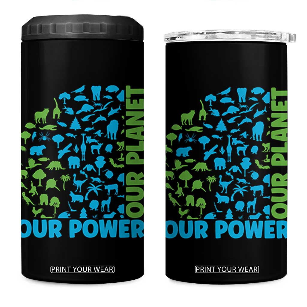 Earth Day Environmental Activism 4 in 1 Can Cooler Tumbler Our Power Our Planet TS12 One Size: 16 oz Black Print Your Wear