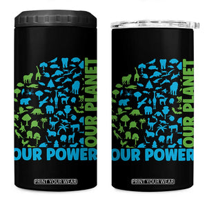 Earth Day Environmental Activism 4 in 1 Can Cooler Tumbler Our Power Our Planet TS12 One Size: 16 oz Black Print Your Wear