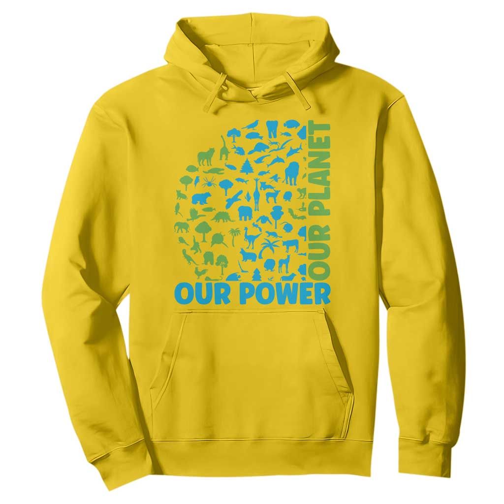 Earth Day Environmental Activism Hoodie Our Power Our Planet TS12 Daisy Print Your Wear