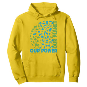 Earth Day Environmental Activism Hoodie Our Power Our Planet TS12 Daisy Print Your Wear