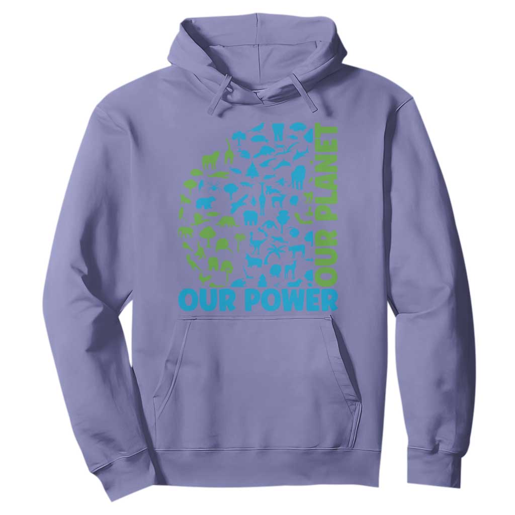 Earth Day Environmental Activism Hoodie Our Power Our Planet TS12 Violet Print Your Wear