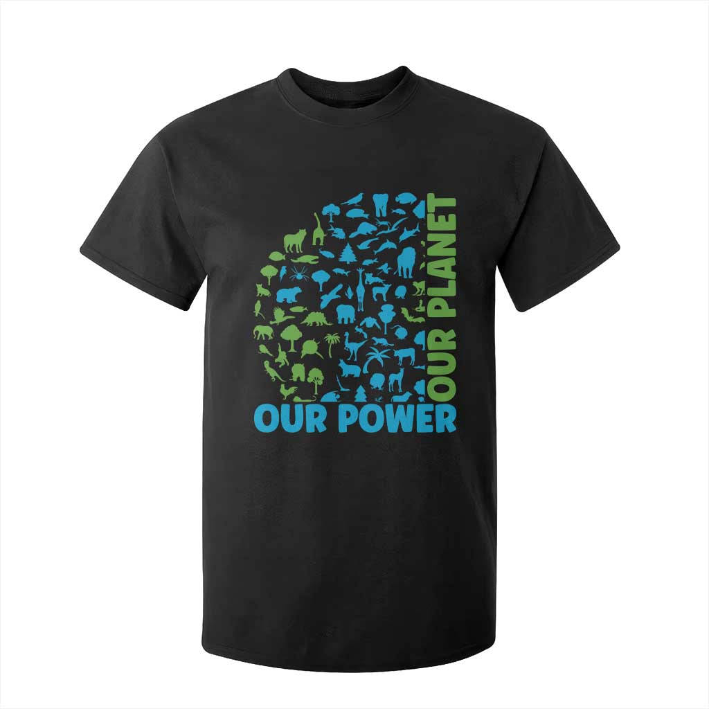 Earth Day Environmental Activism T Shirt For Kid Our Power Our Planet TS12 Black Print Your Wear