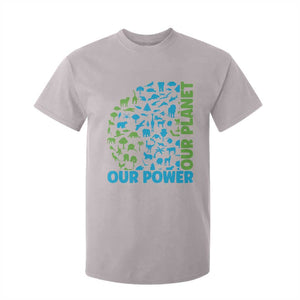 Earth Day Environmental Activism T Shirt For Kid Our Power Our Planet TS12 Ice Gray Print Your Wear