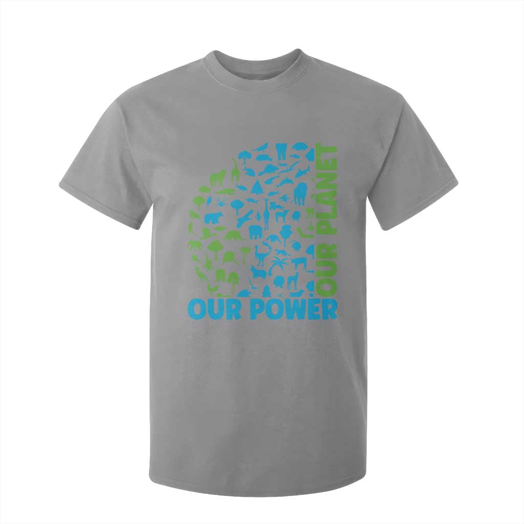 Earth Day Environmental Activism T Shirt For Kid Our Power Our Planet TS12 Sport Gray Print Your Wear