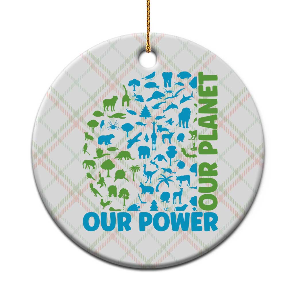 Earth Day Environmental Activism Ceramic Ornament Our Power Our Planet TS12 1pc Christmas Plaid Print Your Wear