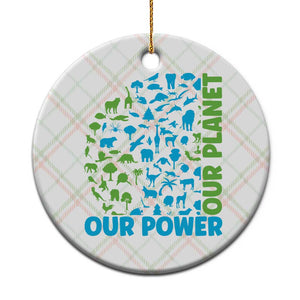 Earth Day Environmental Activism Ceramic Ornament Our Power Our Planet TS12 1pc Christmas Plaid Print Your Wear