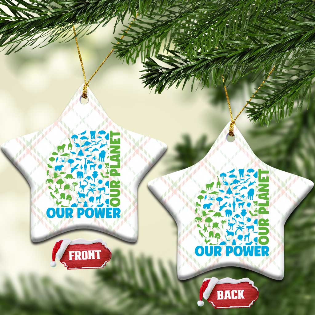 Earth Day Environmental Activism Ceramic Ornament Our Power Our Planet TS12 Print Your Wear