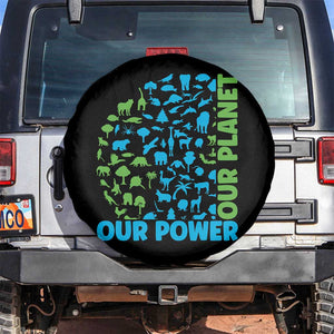 Earth Day Environmental Activism Spare Tire Cover Our Power Our Planet TS12 No hole Black Print Your Wear