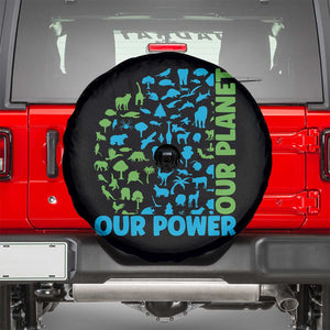 Earth Day Environmental Activism Spare Tire Cover Our Power Our Planet TS12 Black Print Your Wear