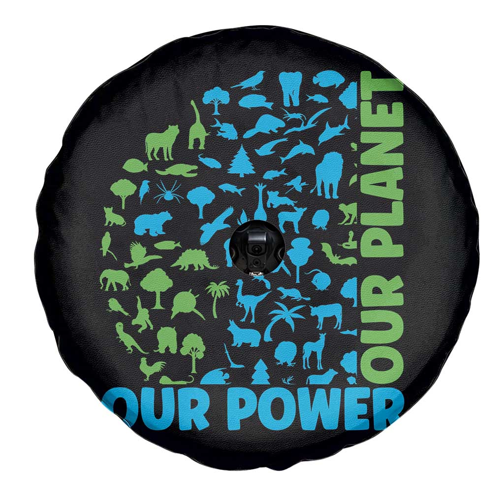 Earth Day Environmental Activism Spare Tire Cover Our Power Our Planet TS12 Print Your Wear