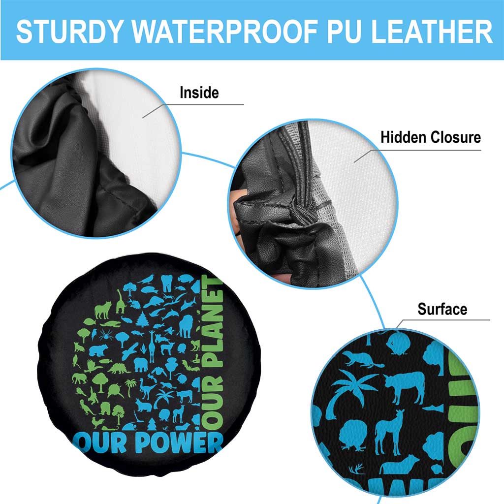 Earth Day Environmental Activism Spare Tire Cover Our Power Our Planet TS12 Print Your Wear