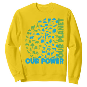 Earth Day Environmental Activism Sweatshirt Our Power Our Planet TS12 Daisy Print Your Wear