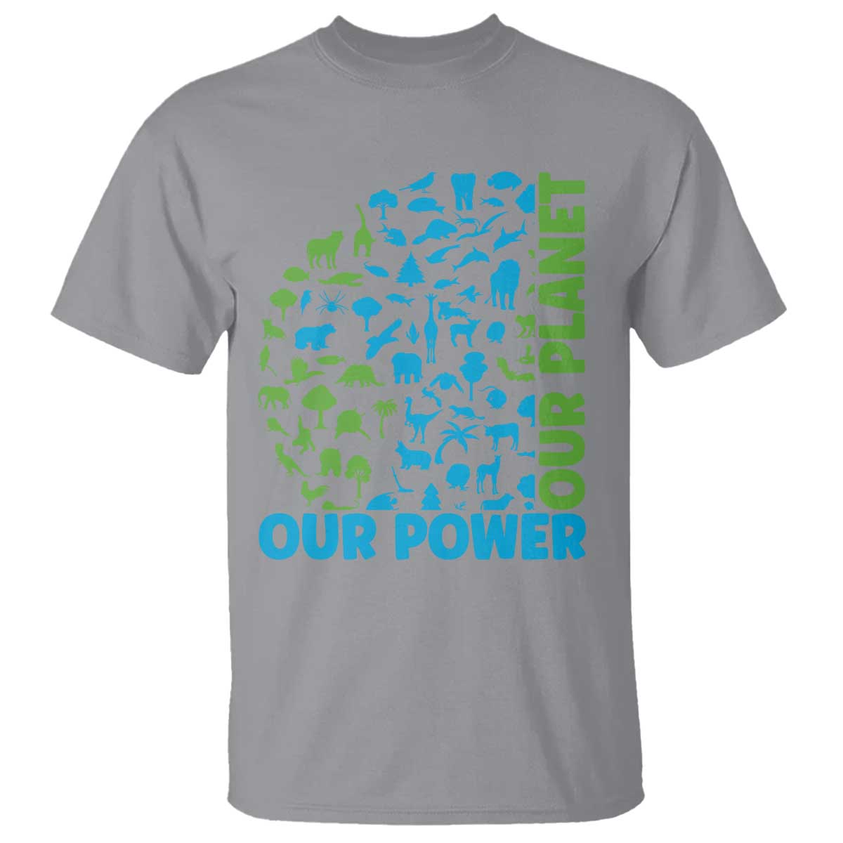 Earth Day Environmental Activism T Shirt Our Power Our Planet TS12 Sport Gray Print Your Wear