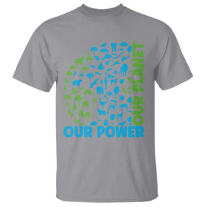 Earth Day Environmental Activism T Shirt Our Power Our Planet TS12 Sport Gray Print Your Wear