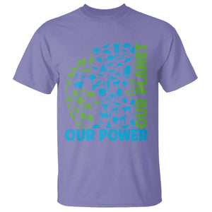 Earth Day Environmental Activism T Shirt Our Power Our Planet TS12 Violet Print Your Wear