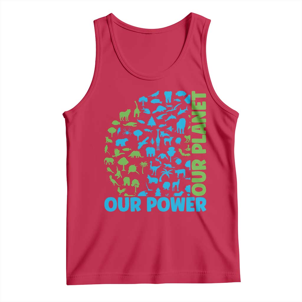 Earth Day Environmental Activism Tank Top Our Power Our Planet TS12 Red Print Your Wear