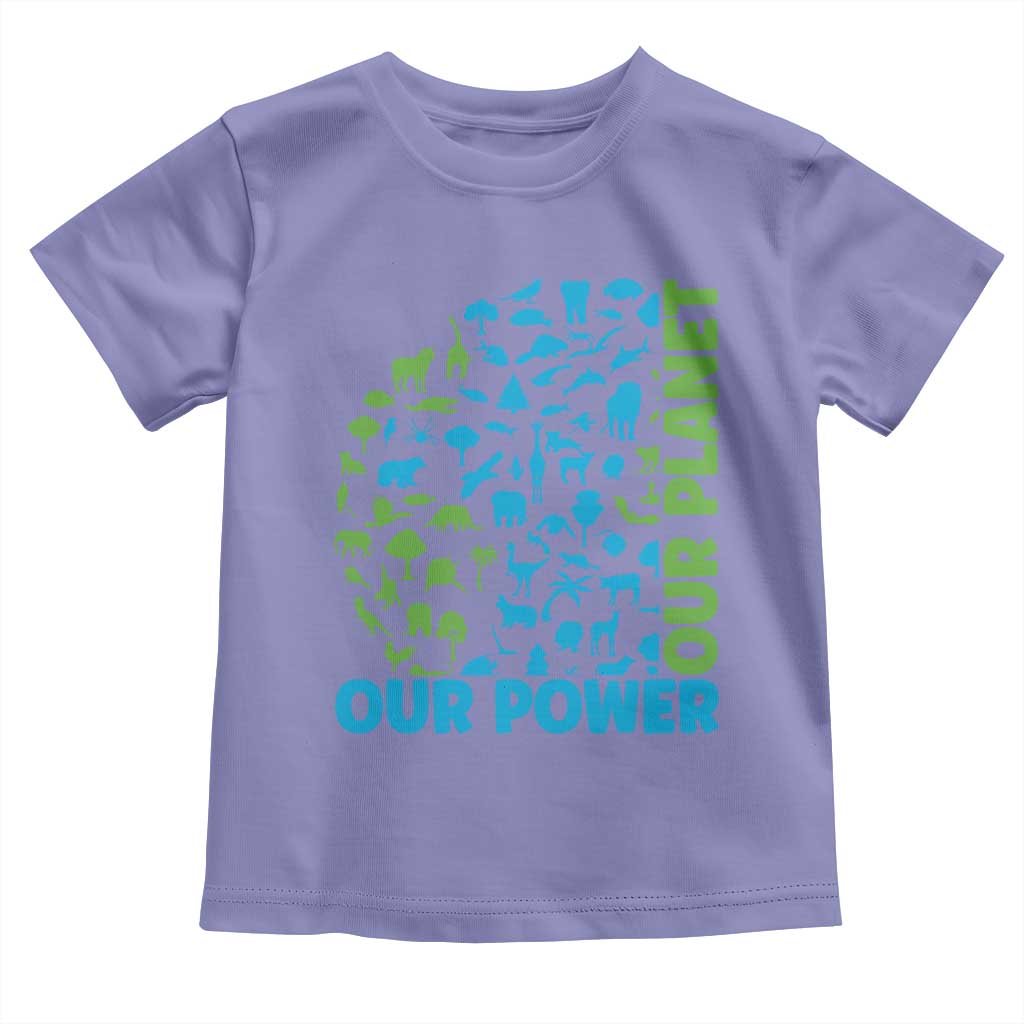 Earth Day Environmental Activism Toddler T Shirt Our Power Our Planet TS12 Violet Print Your Wear
