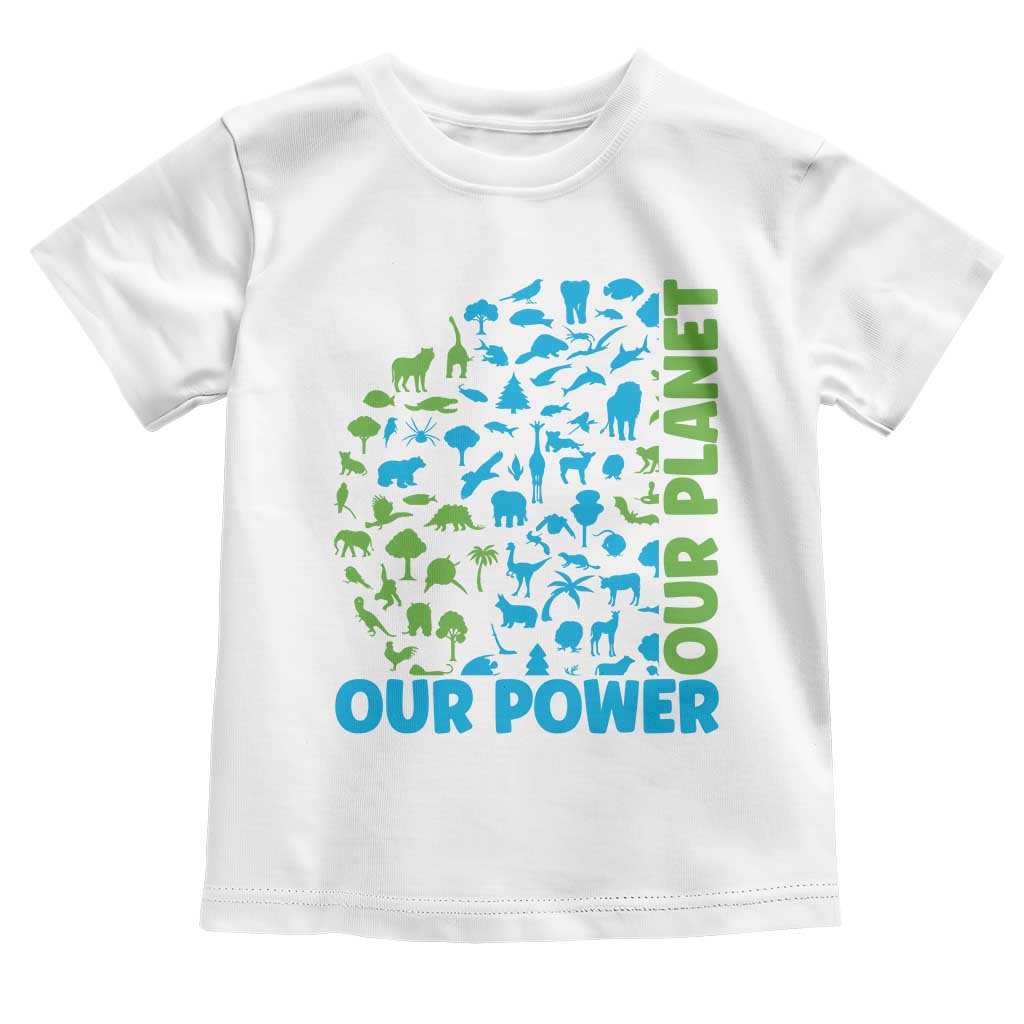 Earth Day Environmental Activism Toddler T Shirt Our Power Our Planet TS12 White Print Your Wear