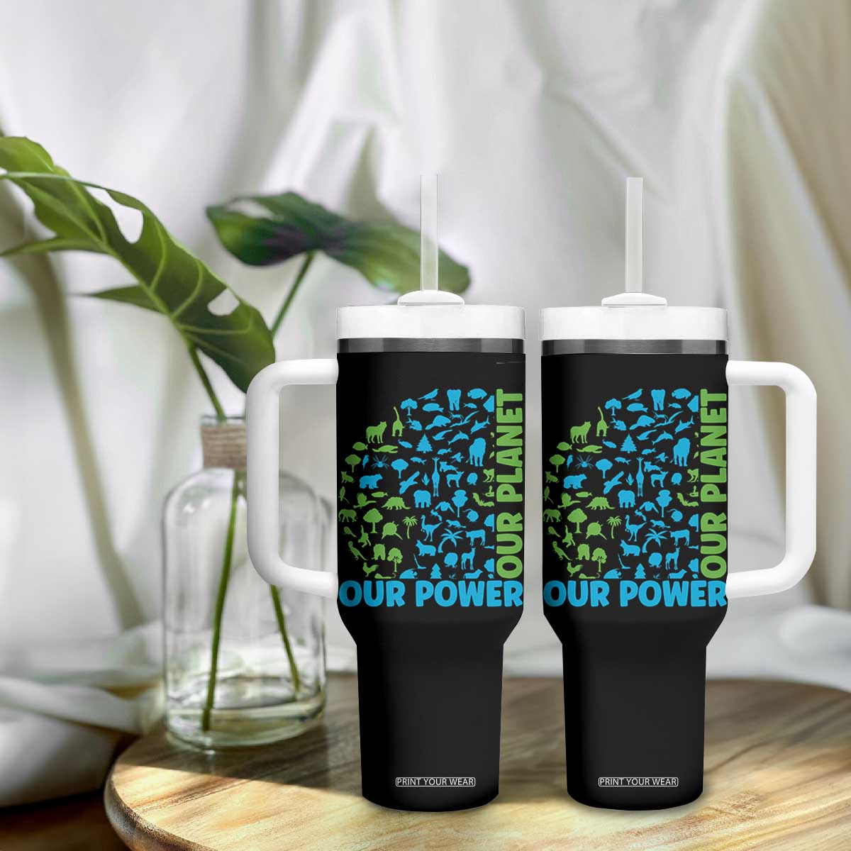 Earth Day Environmental Activism Tumbler With Handle Our Power Our Planet TS12 Print Your Wear
