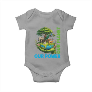 Our Power Our Planet Baby Onesie Earth Day Nature Lover Gift TS12 Sport Gray Print Your Wear