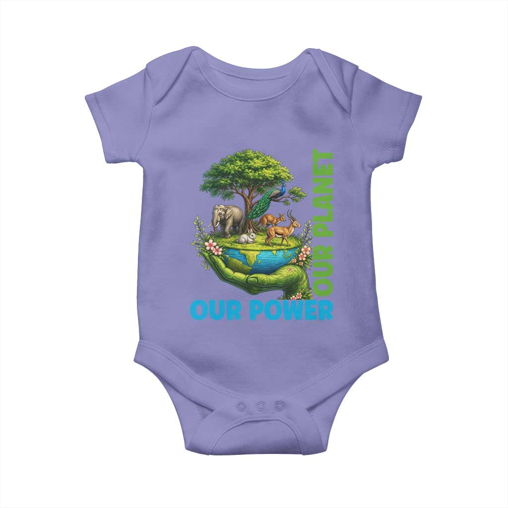 Our Power Our Planet Baby Onesie Earth Day Nature Lover Gift TS12 Violet Print Your Wear